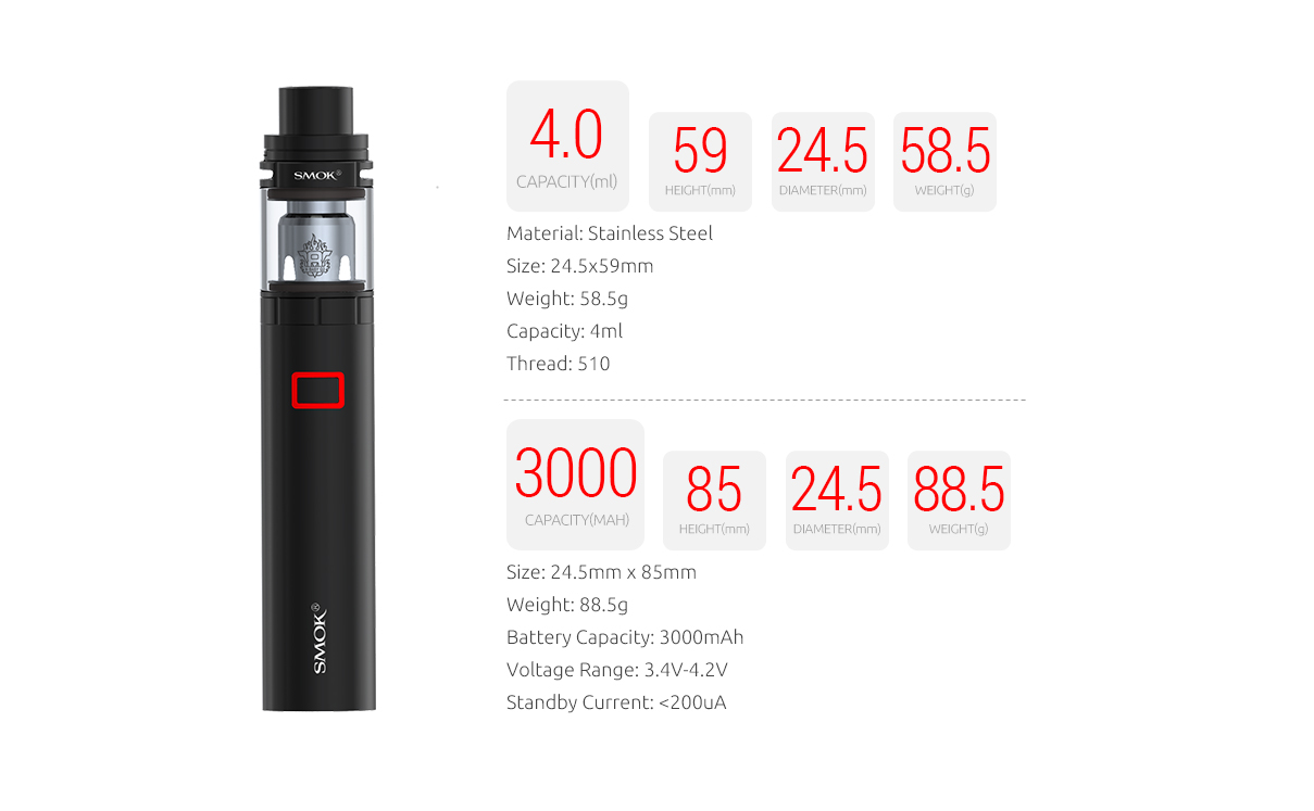 stick x8 vaping kit specification